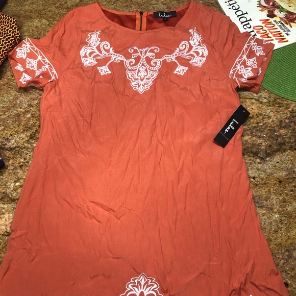 Lulus orange and white dress - Picture 1 of 3